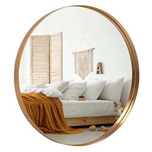 NeuType Round Mirror Circle Mirror 28 Inch Aluminum Alloy Frame Wall Mirror Lar…