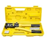 PENSON CAYQK007010 Hydraulic Wire Battery Cable Lug Terminal Crimper Crimping Tool, 9 Dies, 10 Ton