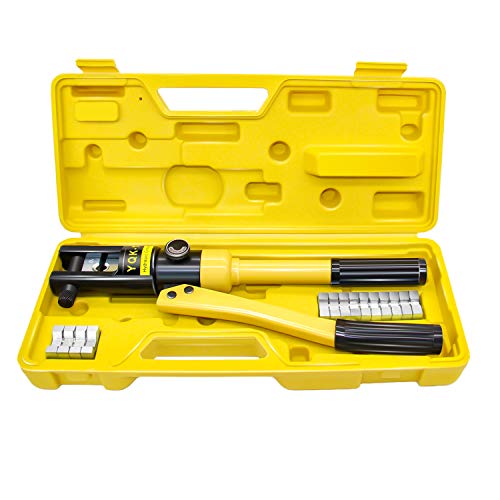 PENSON CAYQK007010 Hydraulic Wire Battery Cable Lug Terminal Crimper Crimping Tool, 9 Dies, 10 Ton