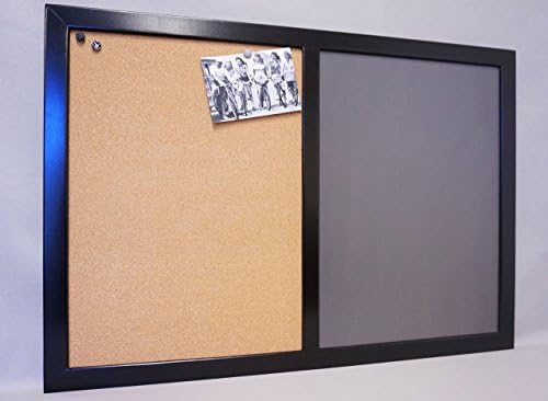 Large Framed Dry Erase Board / Bulletin Board Command Center - Black Memo Board Wall Organizer
