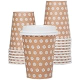 The #1 Most Stylish Disposable Paper Coffee Cups by Little Beans - 100 pack Insulated Hot Cup To Go - Quantity 100 Cups &amp; 100 Secure Lids - Best Quality Guaranteed - 12 ounce size