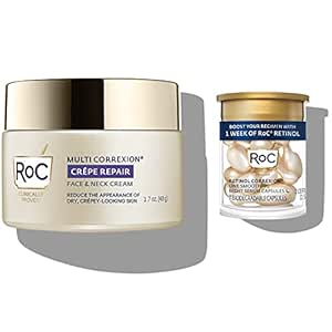 RoC Crepe Repair Anti Aging Face Moisturizer &amp; Neck Firming Cream (1.7 oz) + RoC Retinol Capsules (7 CT)