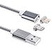 ZRSE 5th Lightning Braided Magnetic Cable USB & Data ,2 Head in With Android & iphone Micro USB Charging Cable for Samsung, HTC, LG, Sony And iPhone7/7 Plus 6/6s Plus 5s/5c/5 Models (Silver-3 pack) ¡­