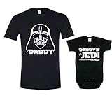 Texas Tees Gift for New Dad, Inspired by Star Wars Shirt Set, Jedi Shirt,Darth & Jedi - Black,Mens (Large) & 3-6 Month