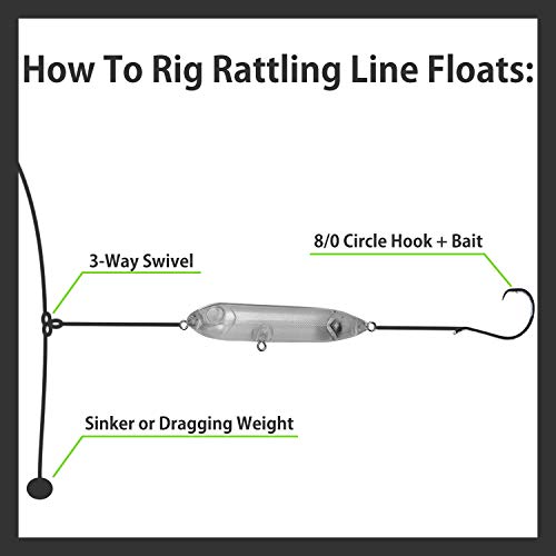 Catfish Rattling Line Float Lure for Catfishing, Demon Dragon Style Peg for Santee Rig Fishing, 4 inch (5-Pack, Clear Unpainted Blank)