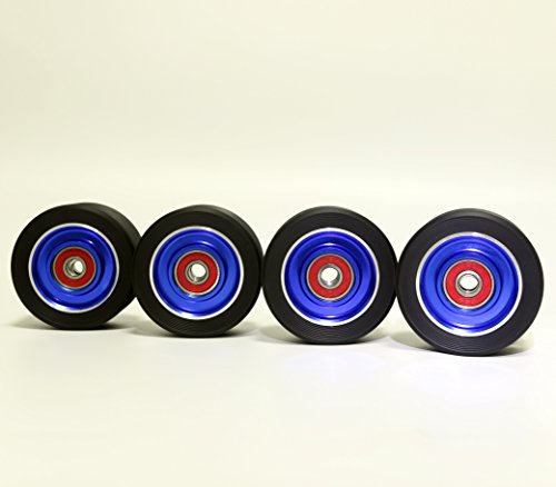 Z-FIRST 62mm Roller Skates Wheels Aluminum Alloy Speed Skate Wheels Replacement Wheels with Abec-9 Bearing (Pack of 4) (Black-Blue)