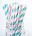 Biodegradable Pink Blue Paper Drinking Straws Bulk, 100 pcs Pink & Blue Stripe Disposable Straws Environmental Friendly Party Supplies, Birthday, Wedding, Bridal/Baby Shower Decorations/Celebrations