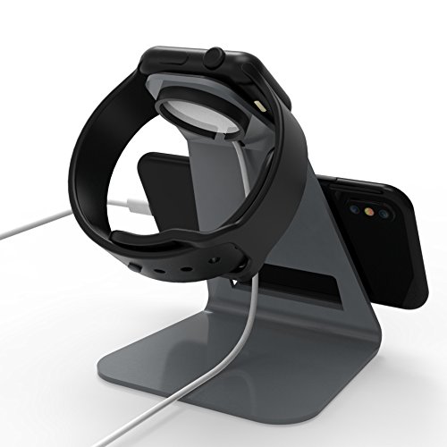 XUNMEJ Apple Watch Stand Apple Watch Charging Dock Stand Bracket Station Holder for Apple Watch Series 3/Series 2/ Series 1 (42mm 38mm) iPhone X 8 8plus 7 7plus 6S 6plus (Gray)