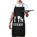 Drhob Black Adjustable 100% Cotton Cooking Kitchen Bib Apron with Pockets for Women Men Chef