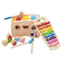 Joyshare 3 in 1 Pounding Bench Xylophone and Shape Toys - Educational Matching Blocks multifunctionla Early Educational Set Bepresent for Age 1 2 3 Years Old and Up Kid Children Baby Toddler Boy Girl