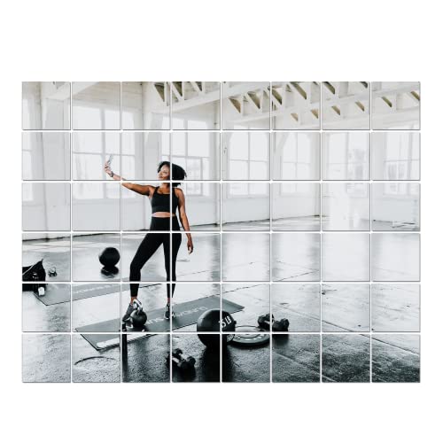 AMOISE Wall Mirror Full Length Mirror Tiles, 12 Inches x 4PCS Frameless