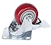 Finnhomy 3 Inch Caster Wheels Set of 4 with Brake Heavy Duty Plate Swivel Casters Premium Polyurethane Wheels PU Load Bearing 2,200 Lbs Lockable Anti-wear Smooth Casters Red