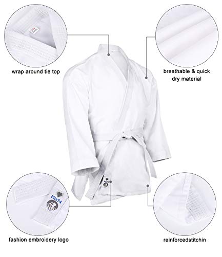 image for FitsT4 Sports FitsT4 Karate Gi Jacket Lightweight 7.5oz White Karate M