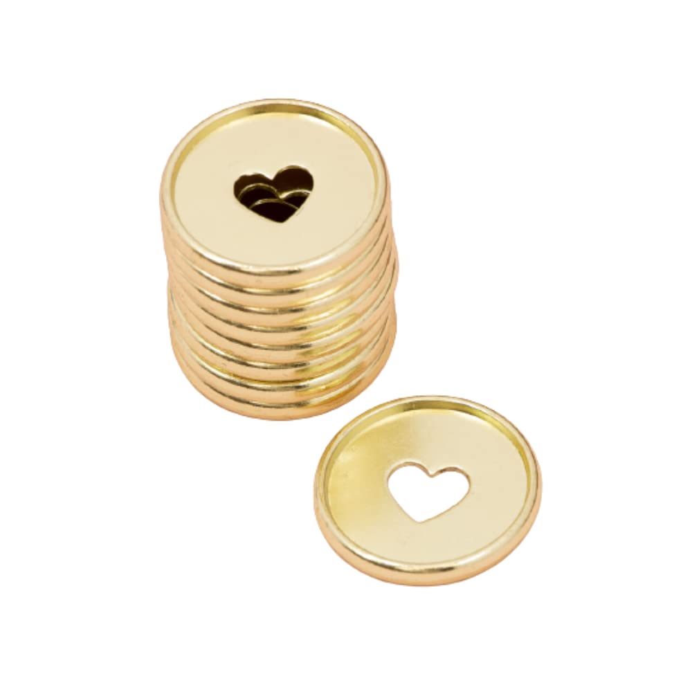Craftelier - Metallic M Disc Rings with Heart Cut Out for Scrapbooking Binding and Other Crafts for Planners, Agendas, Notebooks or Albums | Pack of 9 pcs of 35 mm - Colour Gold