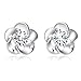Voberry Newest Fashion 925 Sterling Silver Plated Rose Flower Shaped Austrian Crystal Stud Earrings for Women Ladies Gift (White)