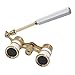 OPO Opera Theater Horse Racing Glasses Binocular Telescope with Handle (White with Gold Trim) 3X25