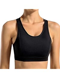 Sujetador deportivo de alto impacto para dama, espalda cruzada, acolchado, para entrenamiento, yoga, parte superior