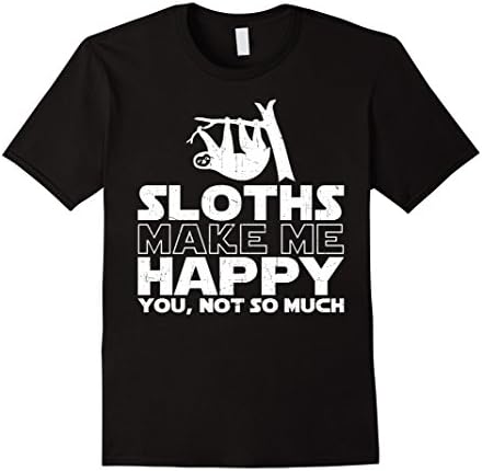 Men's Sloth Make Me Happy T Shirt Gift For Sloth Love 3XL Black