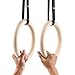 Femor Gym Rings, Wood Gymnastic Rings 1100lbs with 15ft Adjustable Straps, Heavy Duty Gym Equipment for Cross-Training Workout, Strength Training, Gymnastics, Fitness, Pull Ups and Dips (Set of 2)