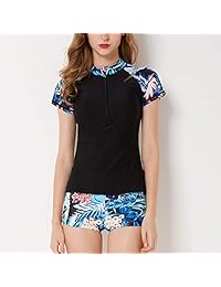 SWSMCLT traje de baño de dos piezas con estampado floral y cremallera frontal para dama