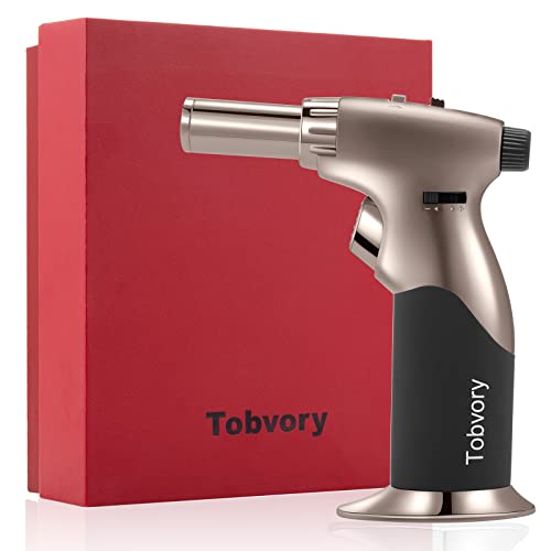 Tobvory Butane Torch Refillable Torch Lighter With Adjustable Flame, Dual Flame Style, Durable