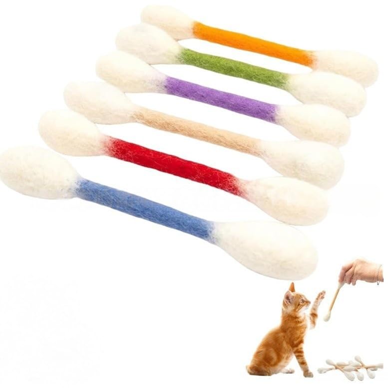 Cotton Swab Cat Toy with Catnip - 6 PCS Cat Qtip Toy - Cat Chew Toys for Indoor Cats - Giant Kitten Chew Sticks (Multicolor) at Amazon