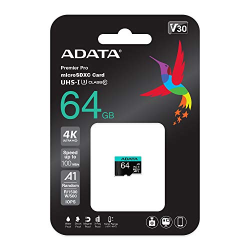 A-DATA V30 A1 64GB Class 10 UHS-3 Micro SD Memory Card