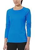 Baleaf Women's Basic Solid Long Sleeve Running Shirts Heather Blue Size L