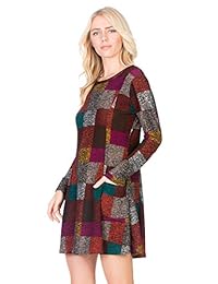 hershe de las mujeres 3 4 Manga Casual bolsillo a-line vestido de túnica de Comfy