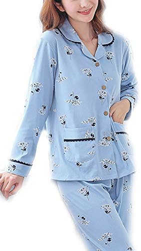 YVWTUC Ladies Cotton Loose Pajama Sets 2Pcs Breathable Cozy Sleepwear Lovely Cartoon