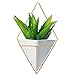 California Home Goods Large Decorative Geometric Hanging Planter Pot for Indoor Wall Decor, Planter for Succulent Plants, Air Plant, Cacti, Faux/Artificial Plants, White Ceramic/Brass