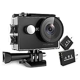 TEC.BEAN 4K Action Camera, 16MP WiFi Waterproof Camera 2inch LCD Sports Camera 170° Wide-Angle Lens Action Cam, 2pcs Rechargeable Battery and Accessories Kits