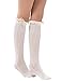 Dimore Over the Knee Antique Crochet Cable Lace and Button Thigh Thin High Boot Socks with Lace Trim Ivory
