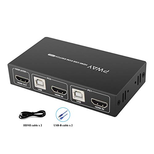 GREATHTEK KVM Switch HDMI 2 Port Box, Support UHD 4K@30Hz, Downward Compatible, with 4 USB 2.0 Hub and Cables - Thumbnail 7