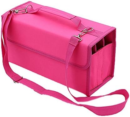 Seetwo Handy Marker Pen Case Holder 80 Slot Capacity for Primascolor Marker and Copic Marker (Rose Red)
