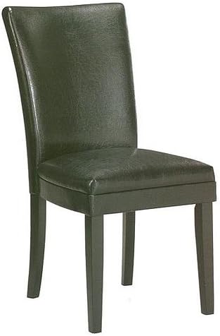 Roundhill Furniture Blended Leather Parson Chairs, Black, Set of 2