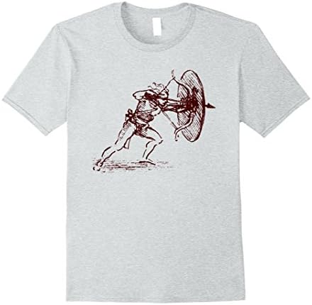 Men's Leonardo da Vinci Archer T Shirt - Bowman Archery Tee XL Heather Grey