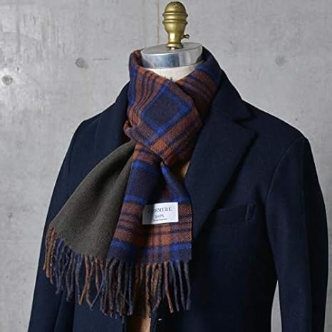 Amazon シップス メンズ Ships Sc カシミヤ チェック リバーシブルマフラー レンガ One Size ストール マフラー 通販