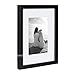 DesignOvation Gallery Wood Photo Frame Set for Customizable Wall or Desktop Display, Black 8x10 matted to 5x7, Pack of 4