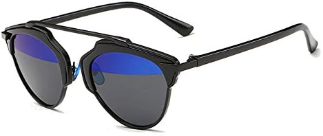 ASLNsong Cat Eye Sunglasses Women Vintage UV400 Protection Sun Glasses GL119 (Black Frame/Blue&Grey Lens, 45)