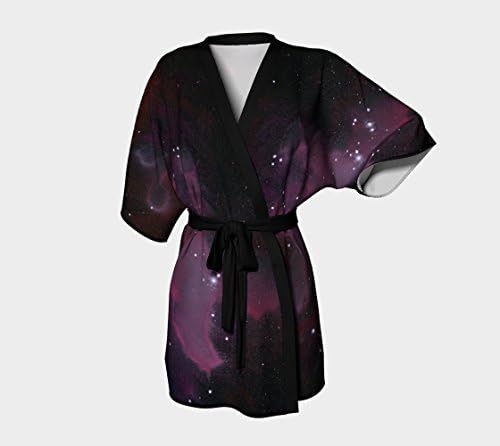 Silky Purple Galaxy Kimono Robe