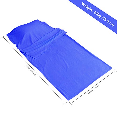 YUEDGE Travel And Camping Sheet Sleeping bag Liner Compact Sleep Bag And Sack For Travel, Youth Hostel, Picnic, Plane, Train(Blue) - Thumbnail 2