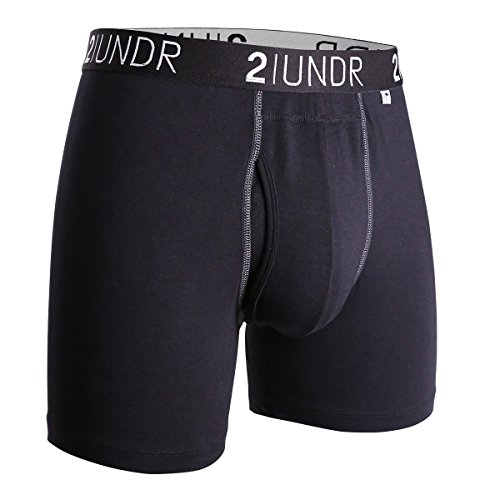 2undr Men's Swingshift Boxers, Black/Grey, Medium