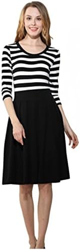 Ladiamonddiva Dresses Women Slimming Clothing Autumn Casual Striped Bodycon Dress Striped Patchwork O-Neck Office Dresses Black Xxl