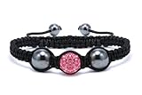 Pink Crystals Ball 12 Mm Strand Bracelet Adjustable Size 7 to 9 Inches