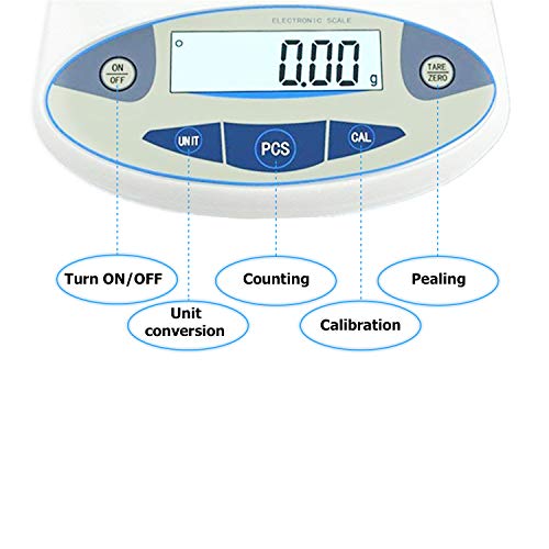 3000g x 0.01g Lab Analytical Balance Scale, MOCCO 10 mg High Precision Electronic Scientific Scale Accuracy Weighs Laboratory Instrument with 500g Calibration Weight, Adapter for Laboratories School