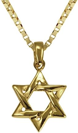 Gold Plated Star of David Necklace Magen David Jewish Pendant, 19.7"