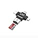 Micro SD Card Reader Caithly 4 in 1 Card Reader Type-C USB Connector OTG HUB Adapter, TF Flash Memory Card Readers iPhone iOS/Android Micro USB/Type-C Port Phones/Mac/PC (Black)