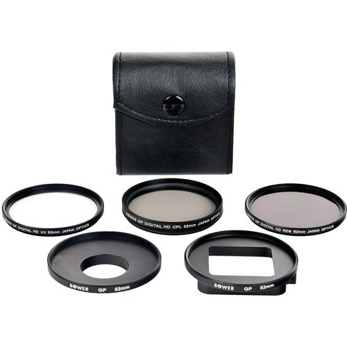Filter Set For GoPro HERO3+ and HERO4 - Filter Kit Includes: Ultraviolet (UV), Circular Polarizer (CPL), Neutral-Density ND8 Filters - 52mm Adapter For Naked Camera + An Adapter for The Housing