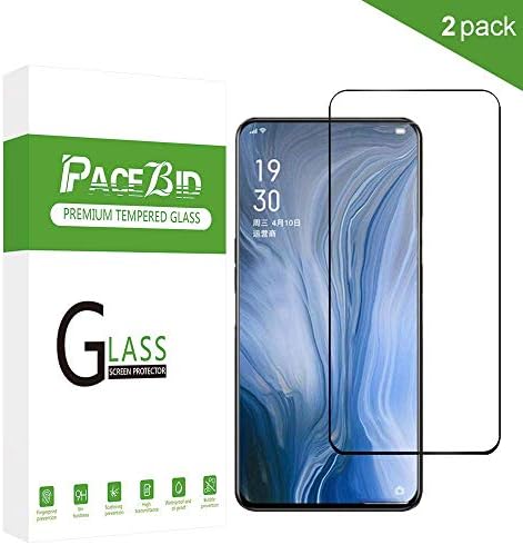 PaceBid 2 Pack Oppo Reno Screen Protector, Full Coverage Tempered Glass with 9H Hardness, [Case Friendly] [Bubble-Free] [Anti-Scratch] for Oppo Reno